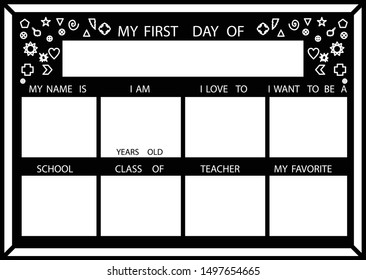 First Day Of School Board Vector Editable File