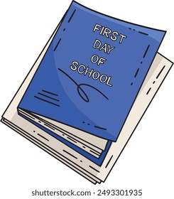 First Day of School Book Cartoon Colored Clipart 