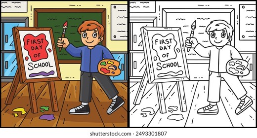 First Day of School Child Art Class Illustration