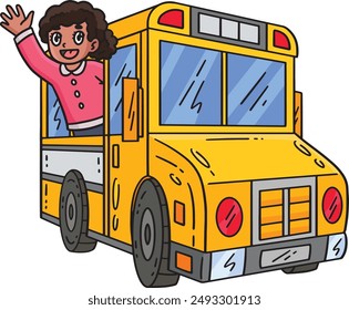 First Day of School Child In School Bus Clipart