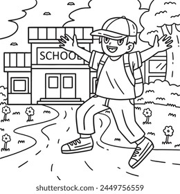First Day of School Child going to School Coloring