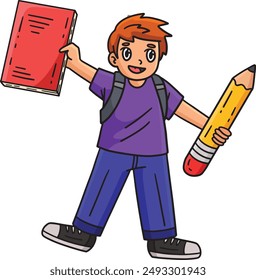 First Day of School Child Notebook Pencil Clipart