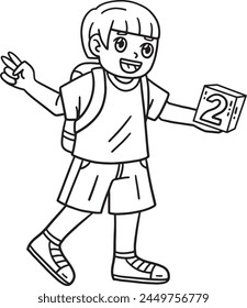 Bloques de número de primer día de escuela aislados 