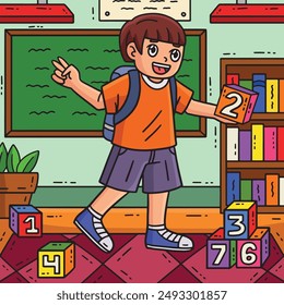 First Day of School Child Number Blocks Colored 