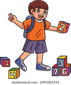 First Day of School Child Number Blocks Clipart
