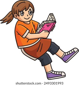 First Day of School Child Reading Book Clipart