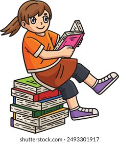 First Day of School Child Sitting On Book Clipart