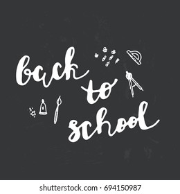 First day of school doodle illustration. Back to school hand drawn colorful poster. 