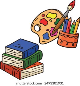 Erster Schultag auf Chalkboard Cartoon Clipart