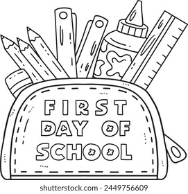 First Day of School on Pencil Case Isolated 