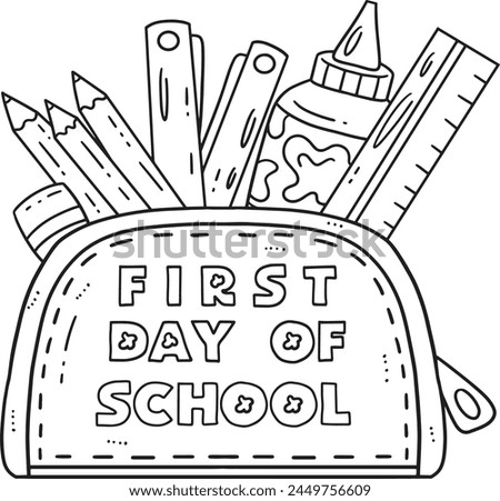 First Day of School on Pencil Case Isolated 