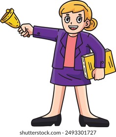 First Day of School Principal with a Bell Clipart