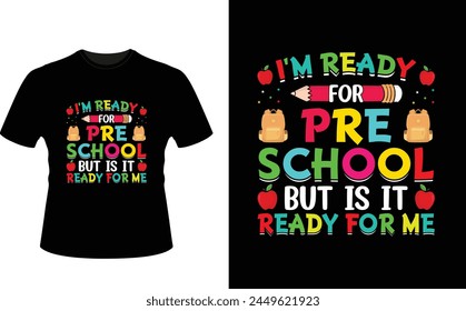 First day of school t-shirt design or first day of school poster design or first day of school illus