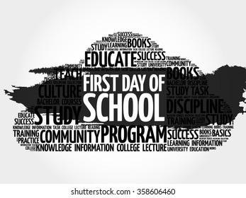 First day of school word cloud, education concept