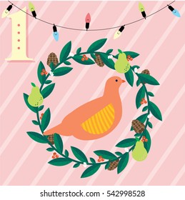 first day of the twelve days of christmas template vector/illustration