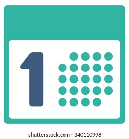 First Day vector icon. Style is bicolor flat symbol, cobalt and cyan colors, rounded angles, white background.