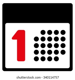 First Day vector icon. Style is bicolor flat symbol, intensive red and black colors, rounded angles, white background.