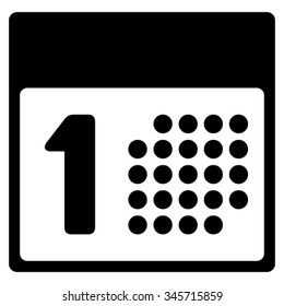 First Day vector icon. Style is flat symbol, black color, rounded angles, white background.