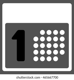 First Day vector icon. Style is bicolor flat symbol, black and white colors, rounded angles, gray background.