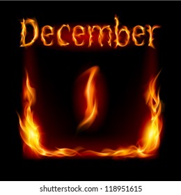 First December in Calendar of Fire. Icon on black background