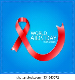 First December World Aids Day concept with text and red ribbon of aids awareness.