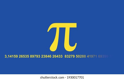 The first decimal digits of Pi symbol vector illustration isolated on blue background.