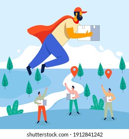 First delivery man illustration concept vector