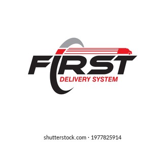 first delivery system wordmark for shipping company logo