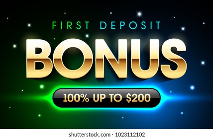 First deposit bonus gambling casino games banner, welcome bonus, vector illustration