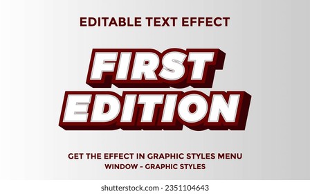 first edition editable text effect template