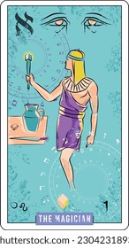 first egyptian tarot card called The Magician. vector illustration to guess the future