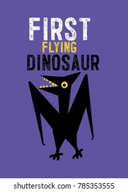 first flying dinosaur,t-shirt print poster vector illustration