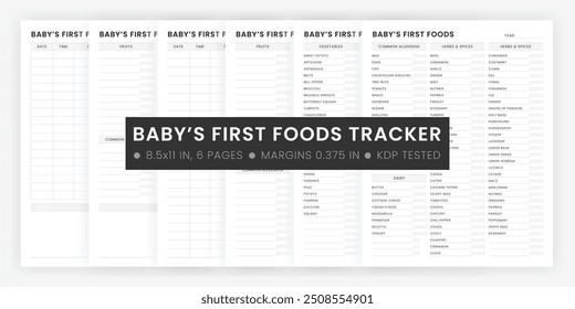 Baby’s First Foods Tracker Checklist Printable Template, Infant Food Diary, Baby Meal Journal | Nutrition Tracker for Kids