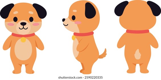 The first frame shows the dog facing forward, while the second frame shows a side view.