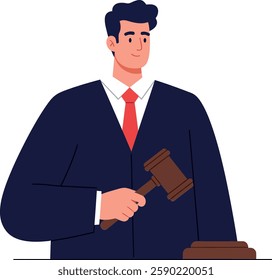 The first frame shows the lawyer preparing to deliver justice, transitioning to confidently holding the gavel.
