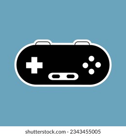 First generation game controller in black and white. Vector flat illustrations of gamepad for gaming applications or websites.
