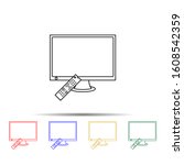 The first generation of plasma TVs multi color style icon. Simple thin line, outline vector of generation icons for ui and ux, website or mobile application