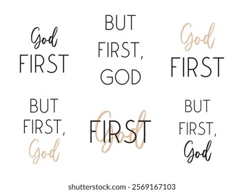First God Quotes Bundle, Religious Scripture Prints, Christian Bundle, vector illustration