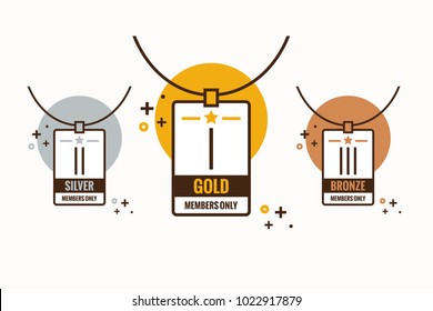 First Gold Second Silver and Third Bronze Place Card in Line Art Style Design