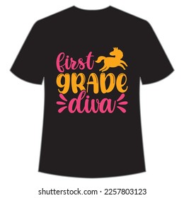 First grade diva Mardi Gras shirt print template, Typography design for Carnival celebration, Christian feasts, Epiphany, culminating  Ash Wednesday, Shrove Tuesday