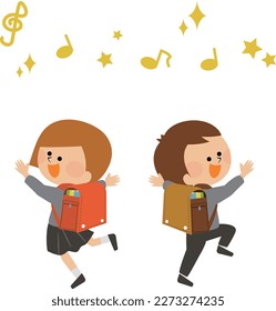 First grade entrance school bag and children's illustration material