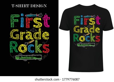 first grade rocks.Back to school t-shirt design.