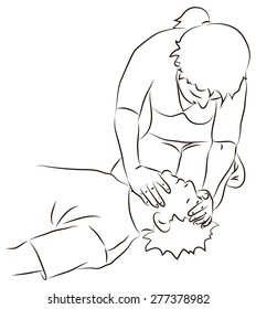 First help - holding head of unconscious person 