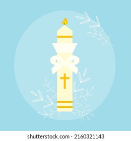 first Holy Communion, Baptismal candle- vector illustration