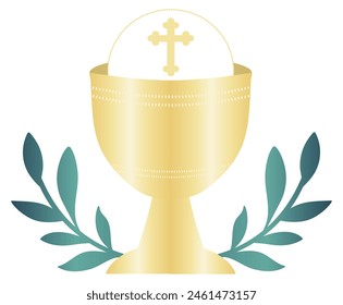 First Holy Communion Chalice design with Laurels for a First Communion Celebration