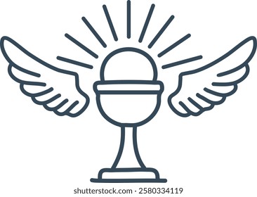 First Holy Communion element. Hand Drawn Religious element. Minimalist vector line art of the Holy Eucharist	
