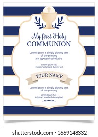 First holy communion invitation. Invitation design for a boy communion svg