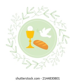 First Holy Communion invitation design template -vector illustration