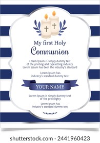 First holy communion invitation. Invitation design for a boy communion