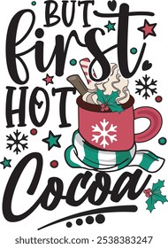 Pero el primer diseño de camiseta de Navidades divertidas retro de cacao caliente